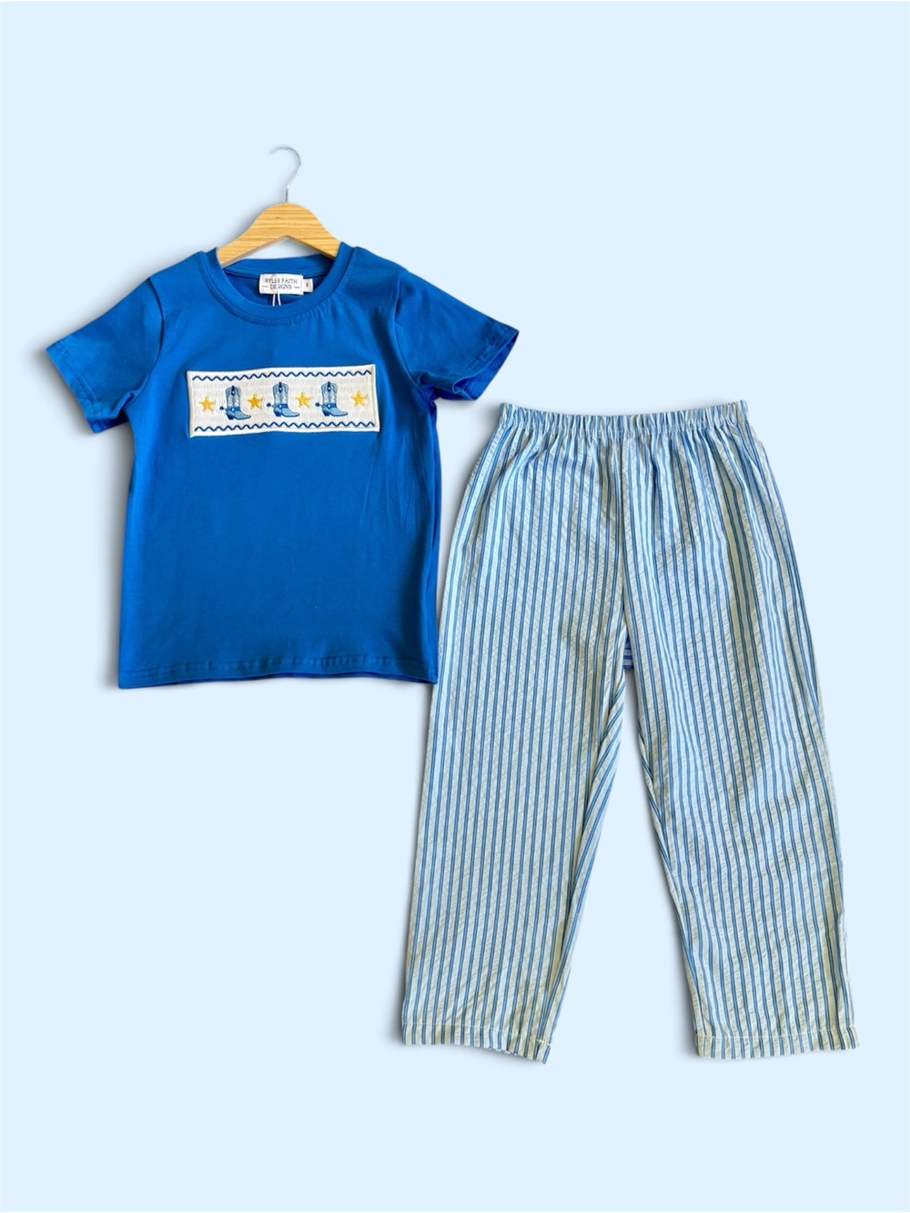 Rylee Faith Royal Blue Western Smocking Boys Set